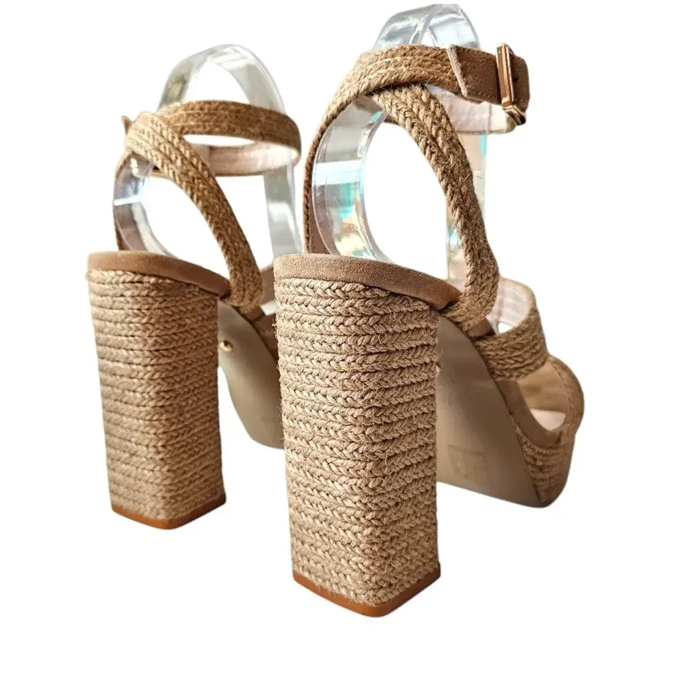 RAYE Akita Platform Sandals in Tan Size 9.5